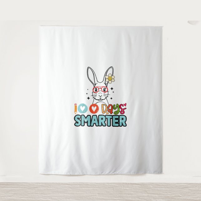 Tenture 100 Jours Filles Plus Intelligentes Mignonne Lapin (Devant)