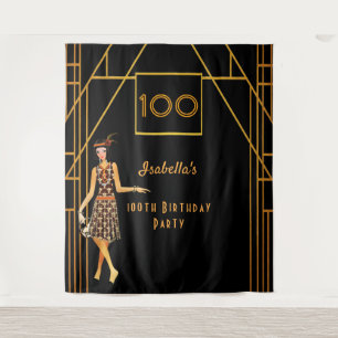 Tenture 100e anniversaire or noir art déco des années 1920