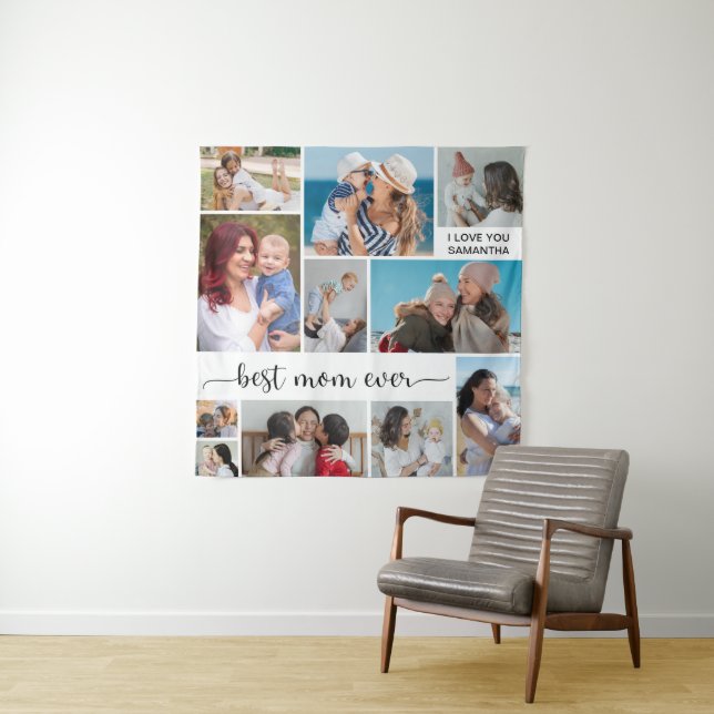 Tenture 11 Collage Photo Meilleure Maman Ever (En situation)
