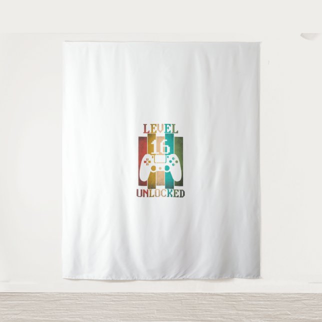 Tenture 16e anniversaire Gift Mens Niveau 16 Jeu déverroui (Devant)