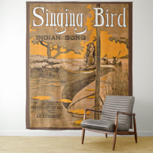 Tenture 1909 Partition chantante d'oiseaux