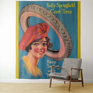 Tenture 1918 Publicité pour pneus Kelly-Springfield Gardez