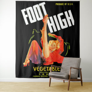 Tenture 1940s marmite étiquette pied légumes hauts légumes