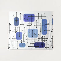 1950 Eames Era Art Crosshairs Blanc Bleu