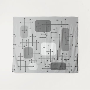 Tenture 1950s Eames Era Art Crosshairs Gray