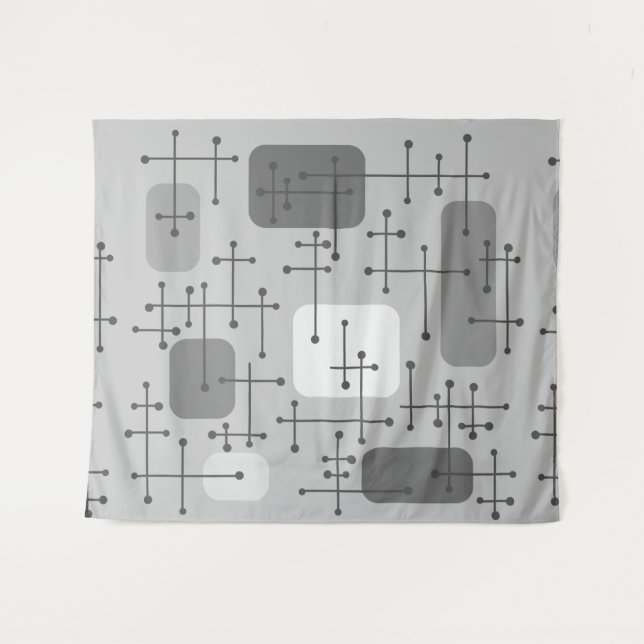 Tenture 1950s Eames Era Art Crosshairs Gray (Devant (Horizontal))