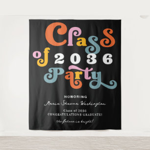 Tenture 2024 Black Retro Custom Graduation Party Contexte