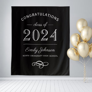 Tenture 2024 Elegant Black and White Custom Graduation