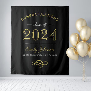 Tenture 2024 Elegant Gold et Black Custom Graduation