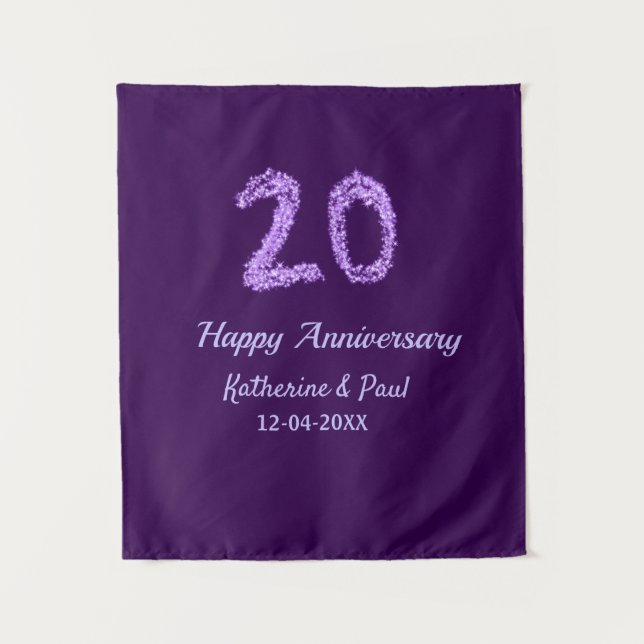 Tenture 20e heureux anniversaire ajouter nom du couple dat (Devant)