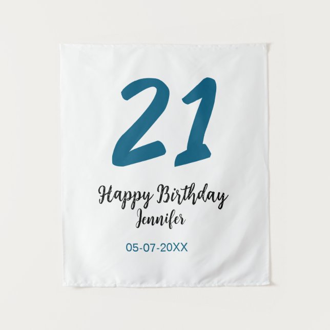 Tenture 21 anniversaire gras lettre bleu simple minimalist (Devant)