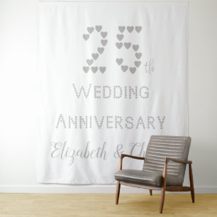 Tenture 25e Anniversaire de Mariage Noces d'Argent Cœurs