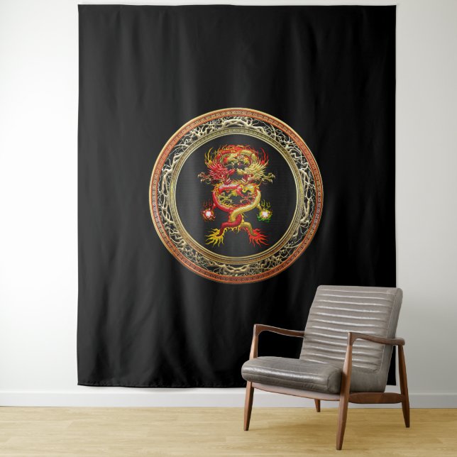 Tenture [300] Dragons rouges et jaunes (En situation)