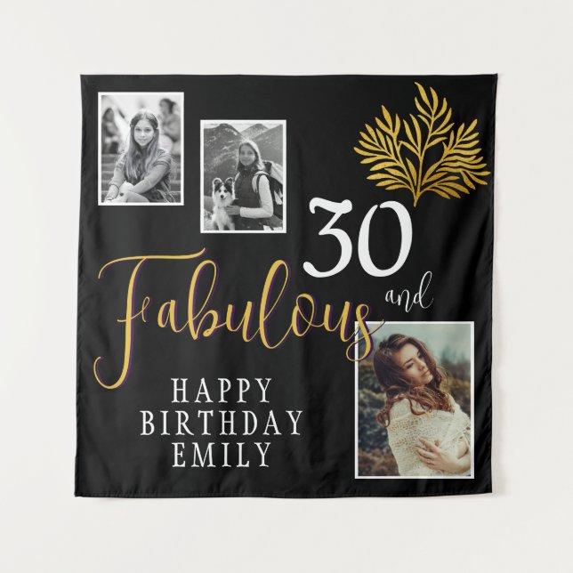 Tenture 30 et Fabulous Gold Foliage 3 Photo Anniversaire (Devant)