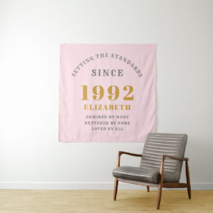 Tenture 30e Anniversaire 1992 Élégant Rose Gris Or Chic