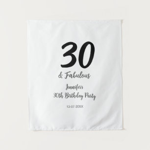 Tenture 30e anniversaire ajouter nom date année noir