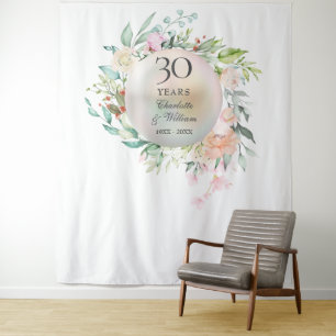 Tenture 30e anniversaire Floral Pearl Photo Booth fond