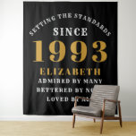Tenture 30th Birthday Born 1993 Ajouter Nom Black Gold Lar<br><div class="desc">Anniversaire personnalisé ajoutez votre nom et votre tapisserie d'année. Modifiez le nom et l'année avec le modèle fourni. Un merveilleux accessoire de fête d'anniversaire personnalisé. Plus de cadeaux et de fournitures de fête disponibles avec le design "de normes de fixation" dans le magasin.</div>