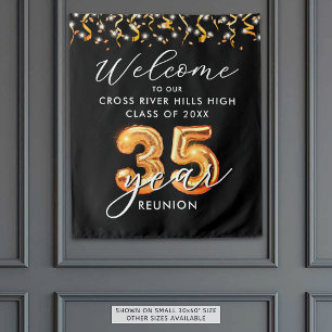 Tenture 35e Classe Reunion Welcome Black Orange Balloon
