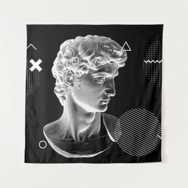 Tenture 3D ing of Michelangelo's David head in pixel art 8 (Devant)