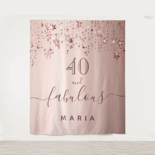 Tenture 40 étoiles de fête d'anniversaire rose gold paille
