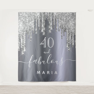 Tenture 40 fabuleux anniversaire parties scintillant argen