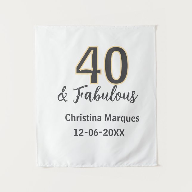 Tenture 40 & fabuleux gris jaune calligraphie d'anniversai (Devant)