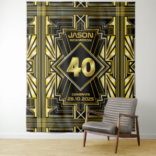 Tenture 40e anniversaire Art Déco Gold Black Great Gatsby
