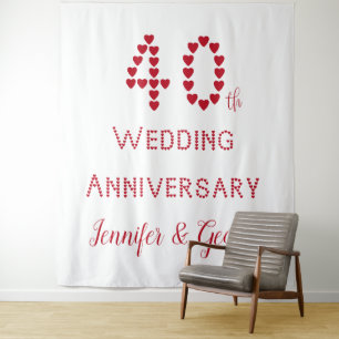 Tenture 40e anniversaire de mariage Noces de rubis Cœurs r