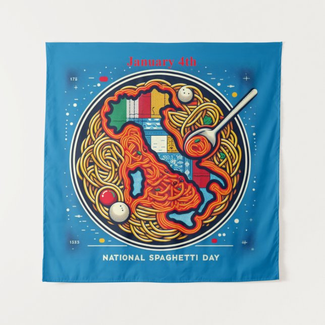 Tenture 4 janvier - Journée nationale des spaghettis (Devant)