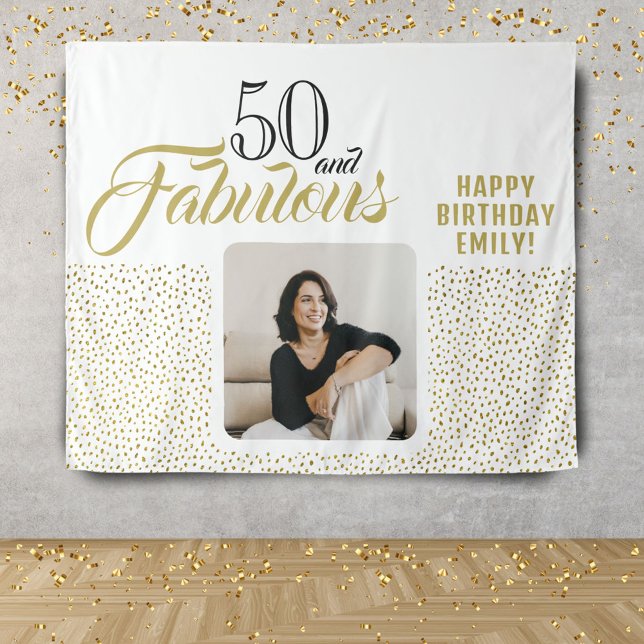Tenture 50 ans et Fabuleux Paillettes Or Photo 50e Anniver (Créateur téléchargé)