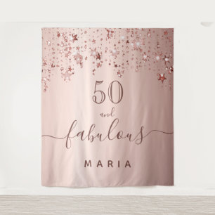Tenture 50 étoiles fabuleuses d'anniversaire rose gold pai