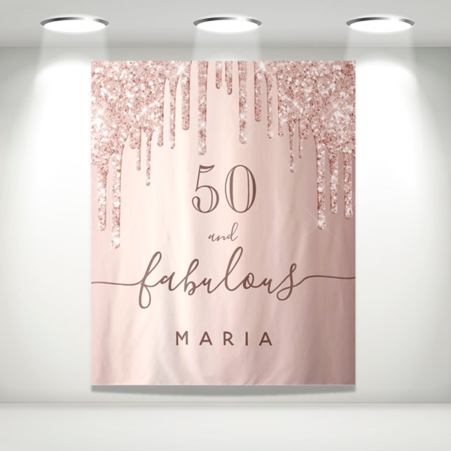 Tenture 50 fabuleux anniversaire paillettes rose gold étin (Créateur téléchargé)