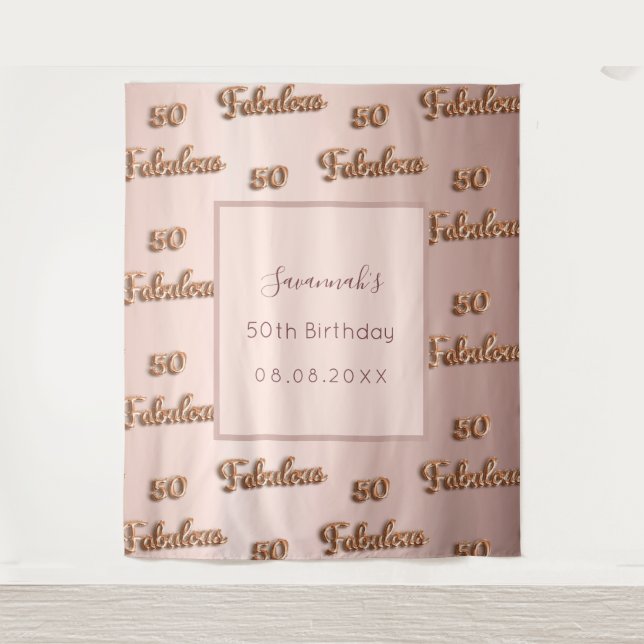 Tenture 50 fabuleux rose gold rose nom d'anniversaire (Devant)
