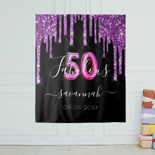 Tenture 50 paillettes noir violet anniversaire fabuleux