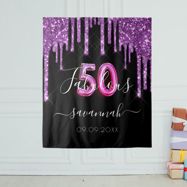 Tenture 50 paillettes noir violet brillant pour anniversai (Créateur téléchargé)
