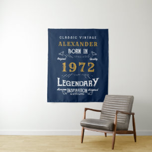 Tenture 50e Anniversaire 1972 Ajouter Nom Légendaire Bleu