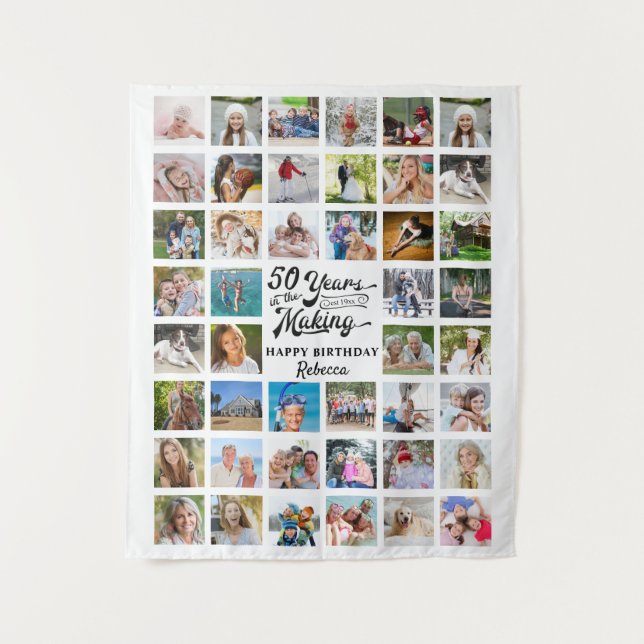 Tenture 50e Anniversaire 44 Collage de photos Fête Toile d (Devant)