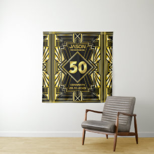 Tenture 50e Anniversaire Art Déco Or Noir Gatsby le Magnif