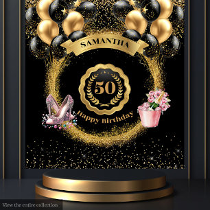 Tenture 50e Anniversaire Ballons d'or Bleus hauts talons