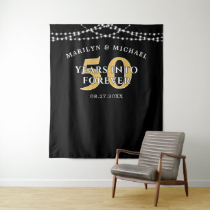 Tenture 50e anniversaire DES ANNÉES POUR TOUJOURS Or Noir