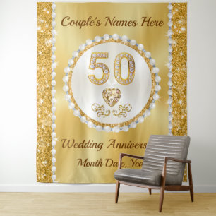 Tenture 50e, Anniversaire Mariage d'or, 5 TAILLES