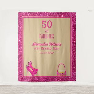 Tenture 50e Anniversaire talons hauts Pink Glittery Back D