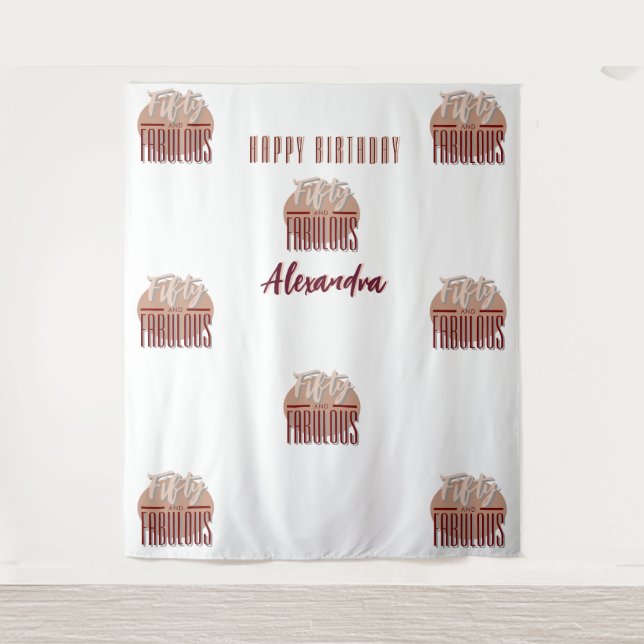 Tenture 50th Happy Birthday Photobooth Backdrop (Devant)