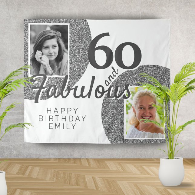 Tenture 60 ans et Fabuleux Paillettes Argentées 2 Photo An (Créateur téléchargé)
