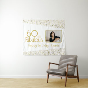 Tenture 60 ans et Fabuleux Paillettes Dorées Photo 60e Ann