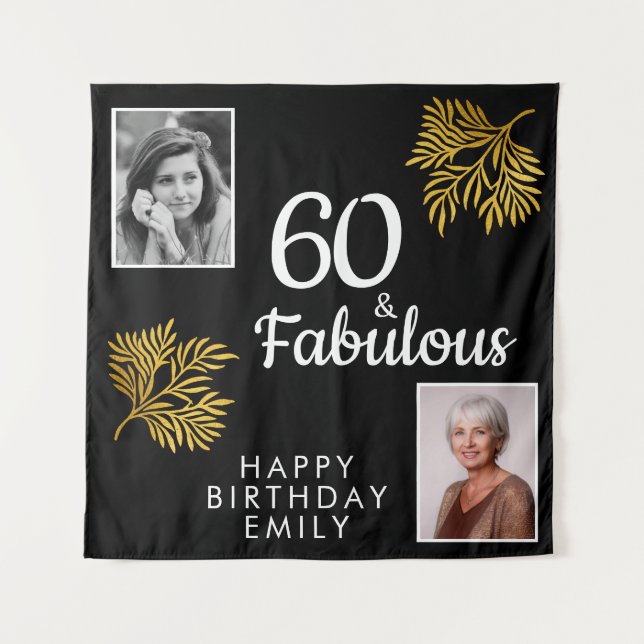 Tenture 60 et Fabulous Gold Foliage 2 Photo Anniversaire (Devant)