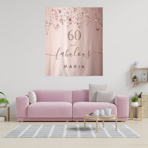 Tenture 60 fabuleux anniversaire étoiles rose gold nom