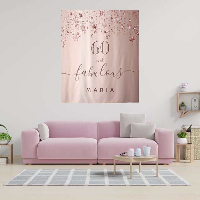 Tenture 60 fabuleux anniversaire étoiles rose gold nom (Créateur téléchargé)