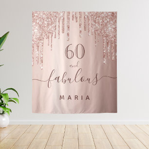 Tenture 60 fabuleux anniversaire paillettes rose gold